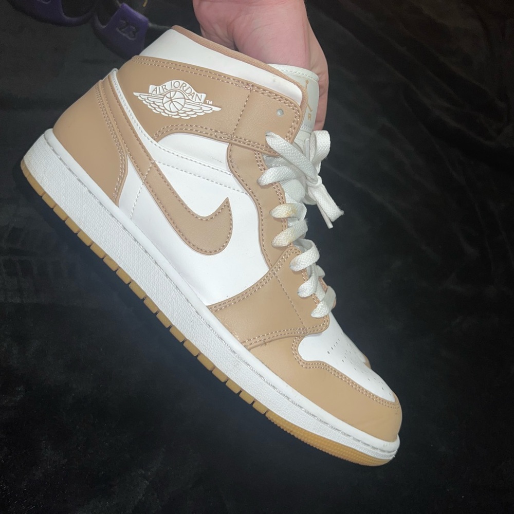 Nike High-Top Sneakers in White and Tan